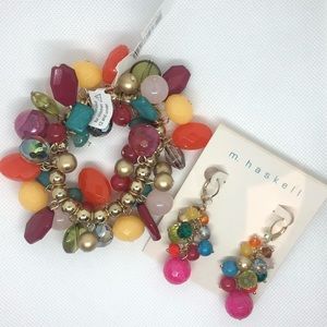 Bright colorful bracelet earring set NWT